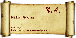 Nika Adony névjegykártya